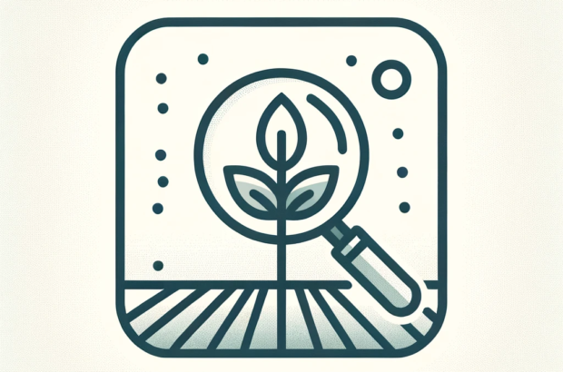 DALL·E 2024-05-17 10.15.09 - A minimalistic square illustration representing agricultural research and development. The illustration features a stylized plant or crop growing with