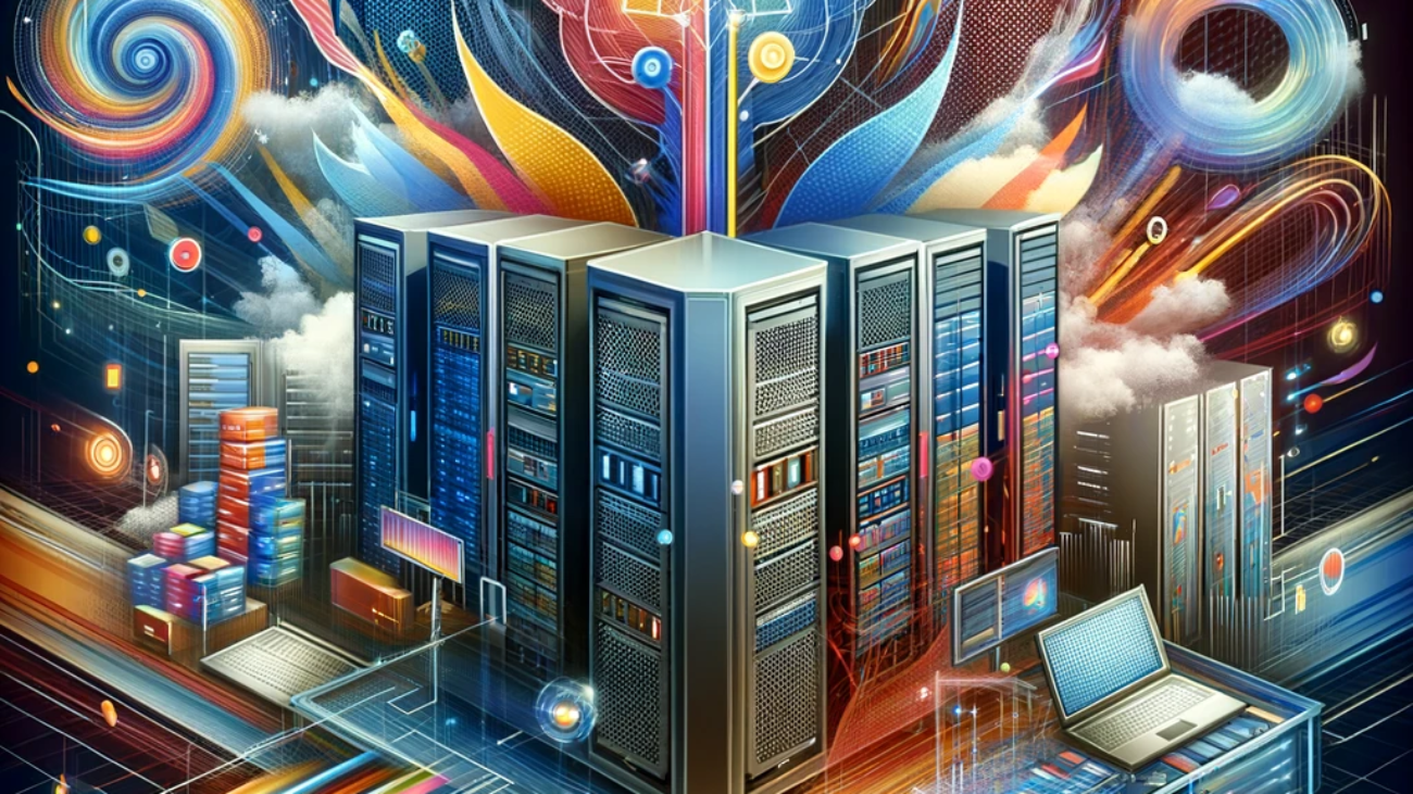 DALL·E 2024-05-20 11.37.02 - A conceptual illustration of a modern data center. The image should include elements like servers, storage devices, and networking equipment, but with
