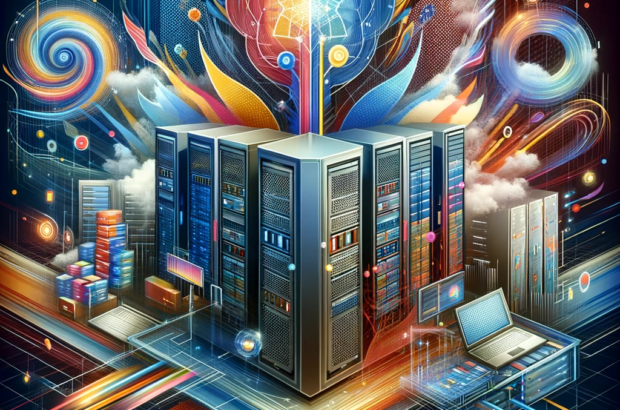 DALL·E 2024-05-20 11.37.02 - A conceptual illustration of a modern data center. The image should include elements like servers, storage devices, and networking equipment, but with