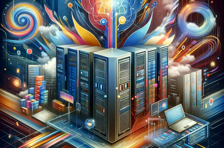 DALL·E 2024-05-20 11.37.02 - A conceptual illustration of a modern data center. The image should include elements like servers, storage devices, and networking equipment, but with