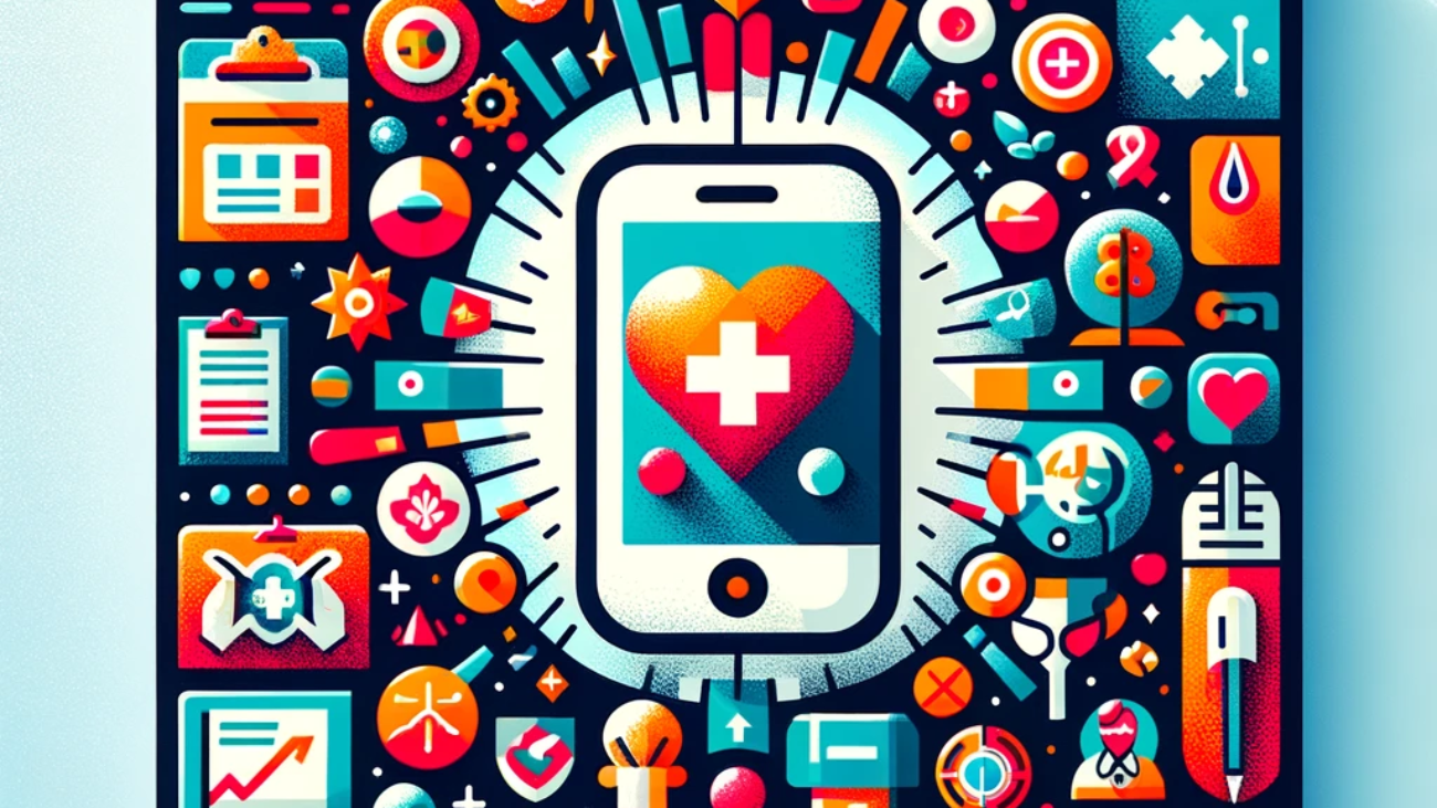 DALL·E 2024-05-27 10.00.09 - A square conceptual illustration depicting the impact of mobile health applications in healthcare. The illustration should show a smartphone in the ce
