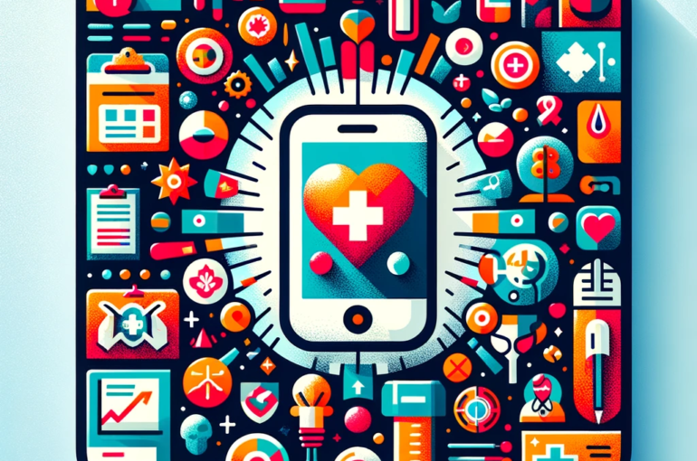 DALL·E 2024-05-27 10.00.09 - A square conceptual illustration depicting the impact of mobile health applications in healthcare. The illustration should show a smartphone in the ce