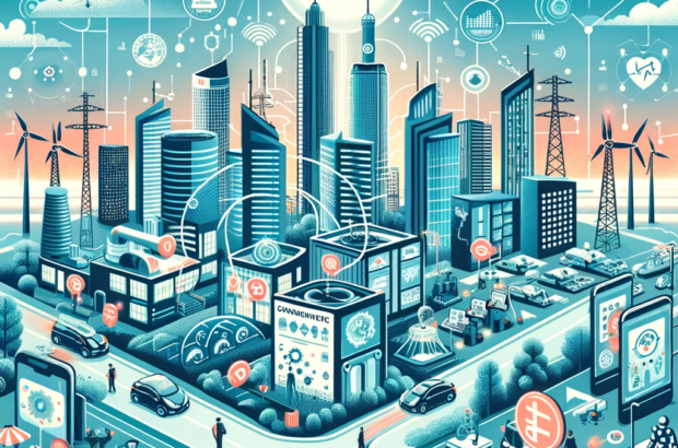 DALL·E 2024-05-27 10.34.03 - An illustration showcasing the future impact of 5G technology in India. The image should feature a modern cityscape with smart city elements such as a