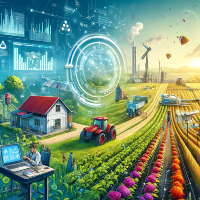 DALL·E 2024-05-30 15.20.41 - A vibrant and detailed illustration for an article about integrating cross-industry management techniques into agriculture. The image features a moder