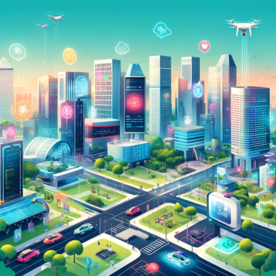 DALL·E 2024-06-01 09.42.09 - A futuristic cityscape of Singapore featuring advanced smart technologies. The illustration should include elements like autonomous vehicles, smart bu
