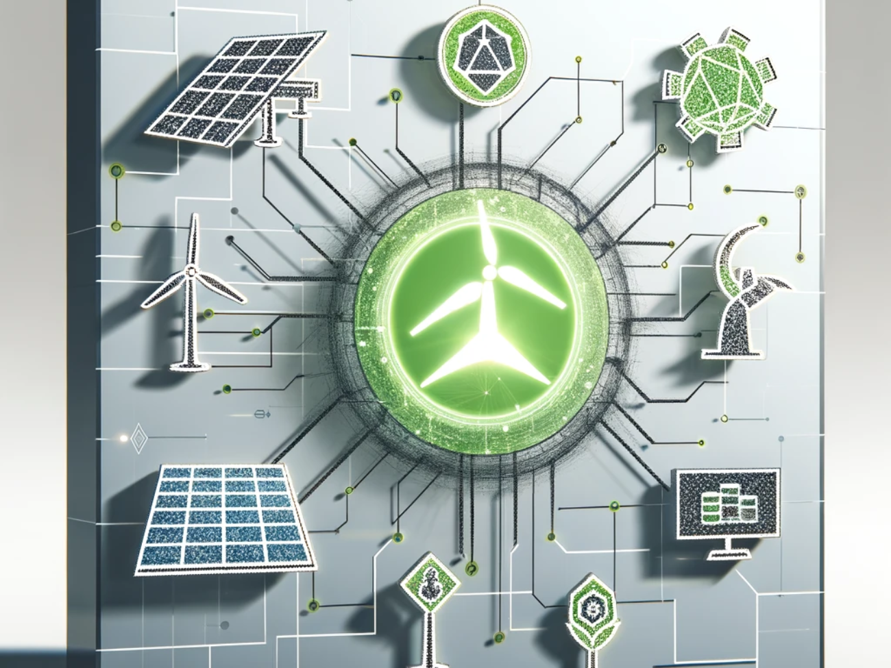 DALL·E 2024-06-01 12.35.56 - A conceptual square image representing advanced performance management in renewable energy. The image features interconnected symbols_ a solar panel,