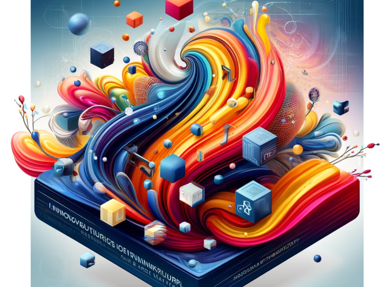 DALL·E 2024-06-04 17.15.31 - An abstract square fluid illustration representing the impact of innovative materials on Indian manufacturing SMEs. The design should incorporate elem