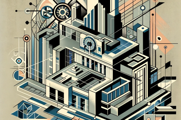 DALL·E 2024-06-04 17.34.18 - A 1920s style avant-garde illustration depicting the concept of streamlining administrative structures in Indian educational institutions. The illustr