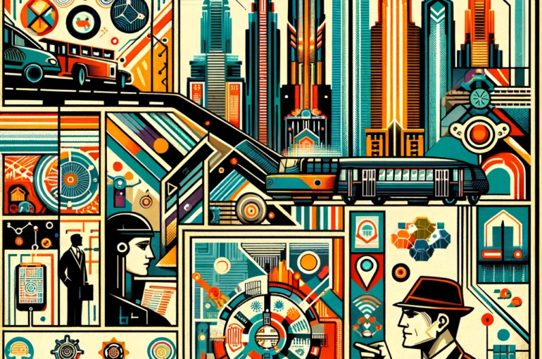 DALL·E 2024-06-05 10.00.25 - A 1920s style avant-garde illustration depicting the concept of smart cities and employment in India. The image should include geometric shapes, abstr