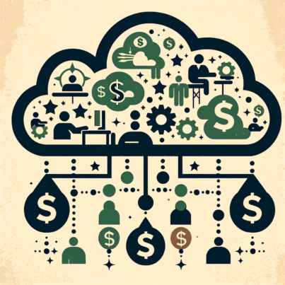 DALL·E 2024-06-10 18.21.40 - A simple yet smart illustration depicting a workforce available on the cloud, inspired by the old money aesthetic. The illustration should feature sty