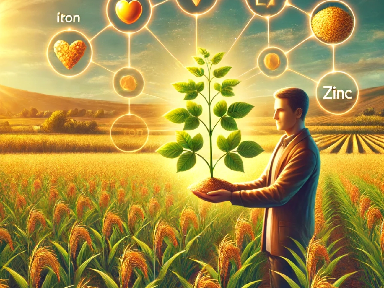 DALL·E 2024-06-13 17.56.15 - A slightly warm, non-crowded illustration depicting the concept of genetically modified crops with enhanced nutritional content. The scene features a