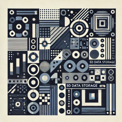 DALL·E 2024-06-18 10.00.21 - Create a 1990s style square abstract illustration inspired by the concept of 5D data storage technology in data management. Use a color palette of nav