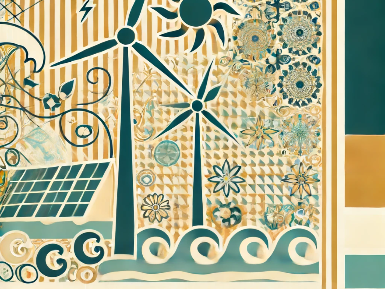 DALL·E 2024-06-18 10.48.12 - Create a vintage illustration inspired by the economic impacts of climate change on renewable energy production, particularly for solar and wind power