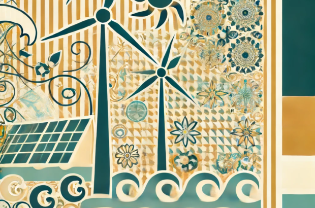 DALL·E 2024-06-18 10.48.12 - Create a vintage illustration inspired by the economic impacts of climate change on renewable energy production, particularly for solar and wind power