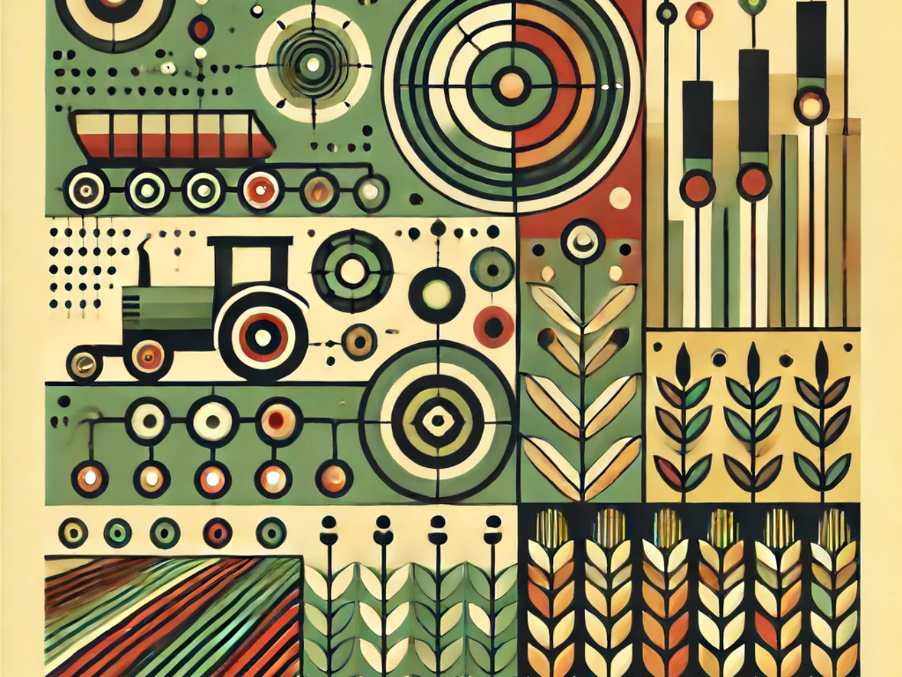 DALL·E 2024-06-18 13.15.16 - Create a 2010s style abstract illustration inspired by the concept of precision planting using soil sensor data for optimal crop yield. Use a color pa