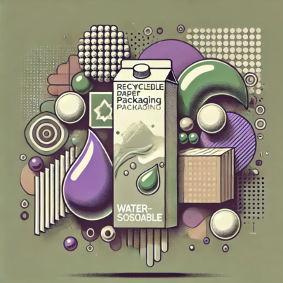 DALL·E 2024-06-19 10.23.01 - Create an abstract 1980s style illustration showcasing eco-friendly packaging solutions. Use muted violet, muted green, and gray colors. The illustrat