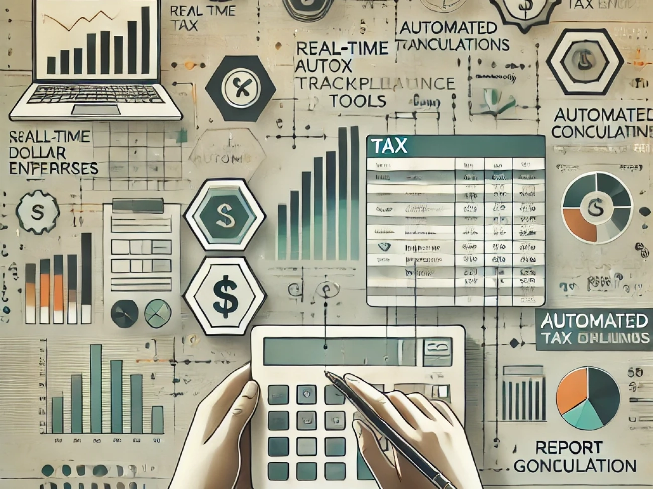 DALL·E 2024-06-20 12.04.15 - A conceptual illustration of automated tax compliance tools for small and medium enterprises (SMEs) in India. The image features a digital interface w