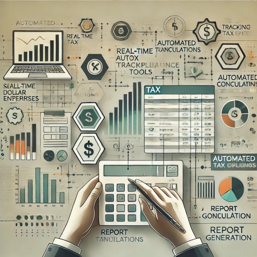 DALL·E 2024-06-20 12.04.15 - A conceptual illustration of automated tax compliance tools for small and medium enterprises (SMEs) in India. The image features a digital interface w