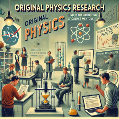 DALL·E 2024-06-20 12.10.43 - A conceptual illustration showing students at a Class 12 level engaging in original physics research under the guidance of mentors. The scene includes