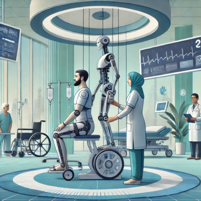 DALL·E 2024-06-20 12.45.38 - A conceptual illustration of robotic-assisted rehabilitation in an Indian hospital setting. The scene features a patient undergoing physical therapy w