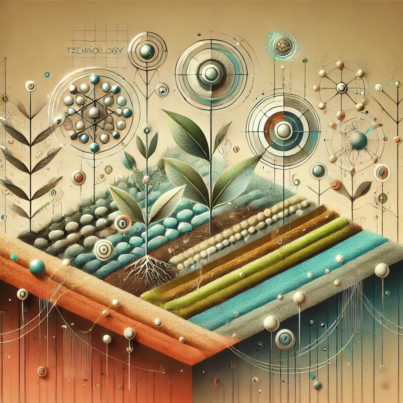 DALL·E 2024-06-20 14.18.58 - An abstract conceptual illustration with muted colors depicting the integration of soil technology and nanotechnology for crop rotation in Indian agri