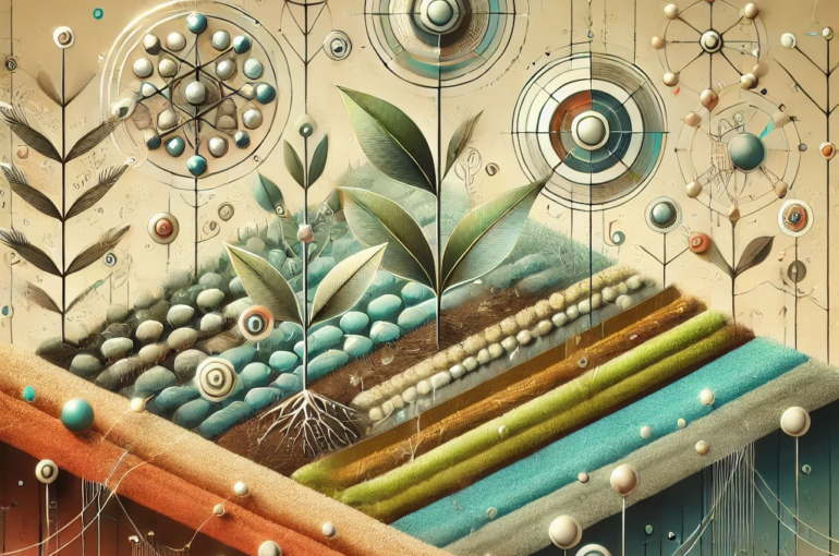 DALL·E 2024-06-20 14.18.58 - An abstract conceptual illustration with muted colors depicting the integration of soil technology and nanotechnology for crop rotation in Indian agri