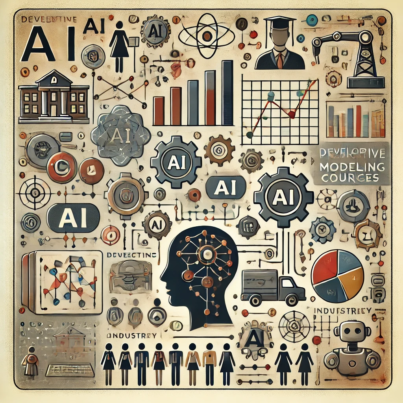 DALL·E 2024-06-20 16.46.18 - A square abstract illustration with muted colors, depicting the use of predictive modeling in developing innovative university courses for AI-enabled