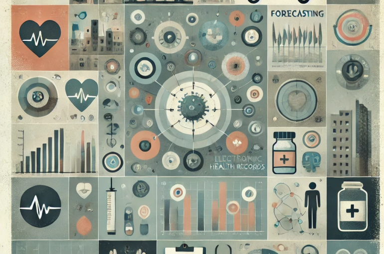 DALL·E 2024-06-20 17.00.30 - A square abstract illustration with muted colors depicting the forecasting of seasonal illnesses in urban areas using electronic health records. The d