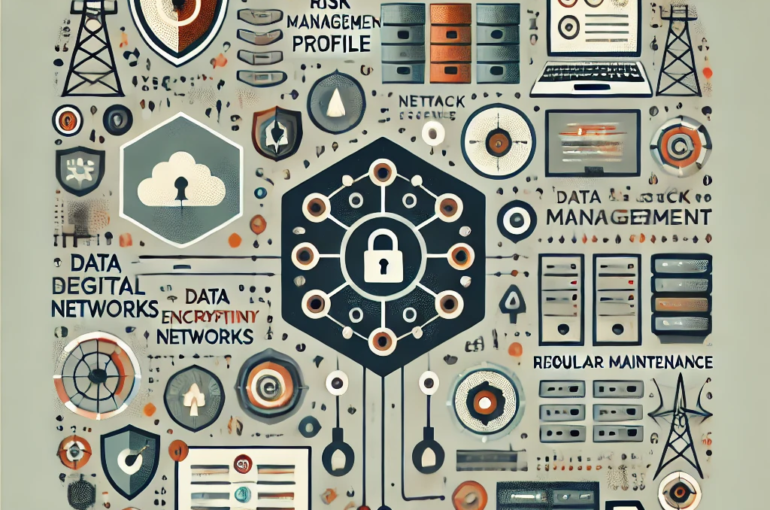 DALL·E 2024-06-20 17.09.38 - A square abstract illustration with muted colors depicting the risk management profile for digital networks in a high-industry state in India. The des