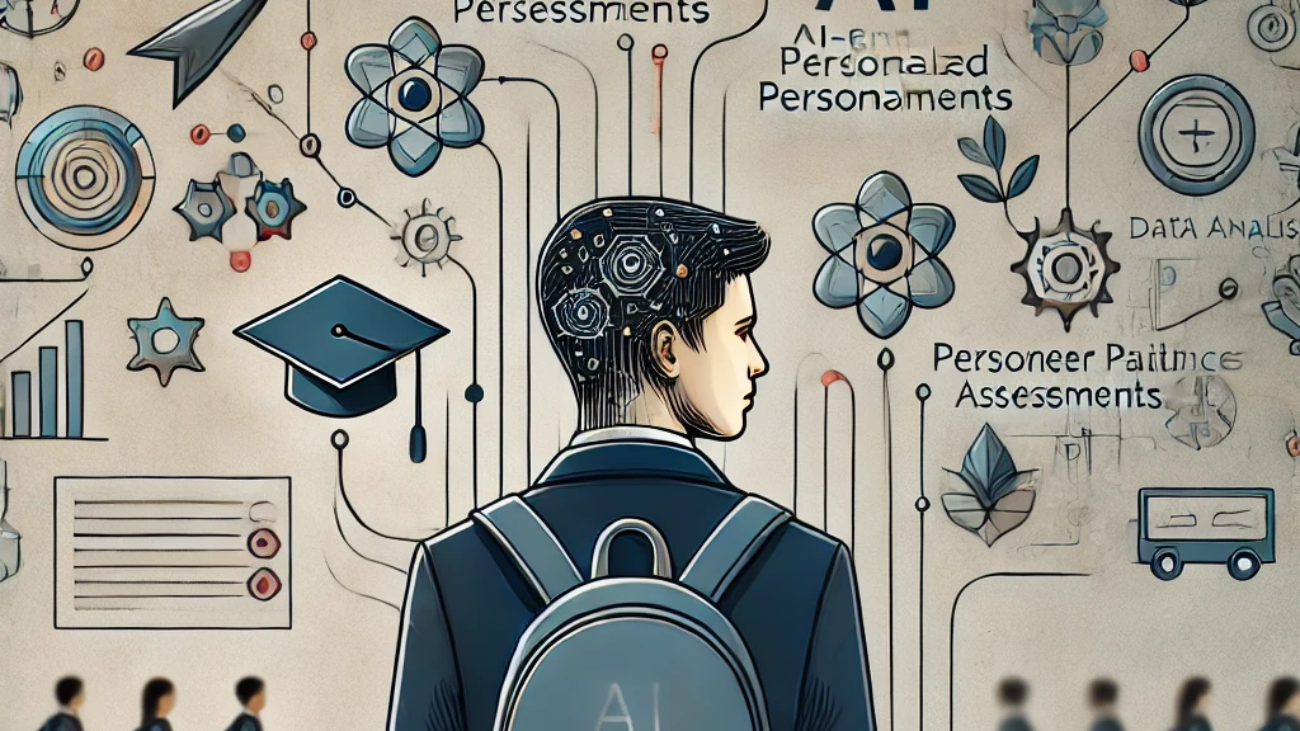 DALL·E 2024-06-21 09.26.06 - A subtle and modern illustration depicting learning competence and career guidance for students. Include elements such as cognitive tests, AI-enabled