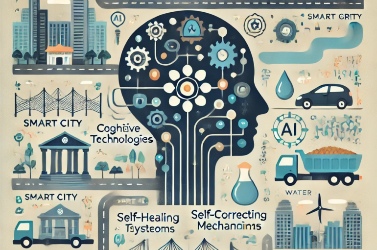 DALL·E 2024-06-21 09.32.28 - A subtle and modern illustration depicting the use of cognitive technologies and self-correcting mechanisms in smart city governance and maintenance.