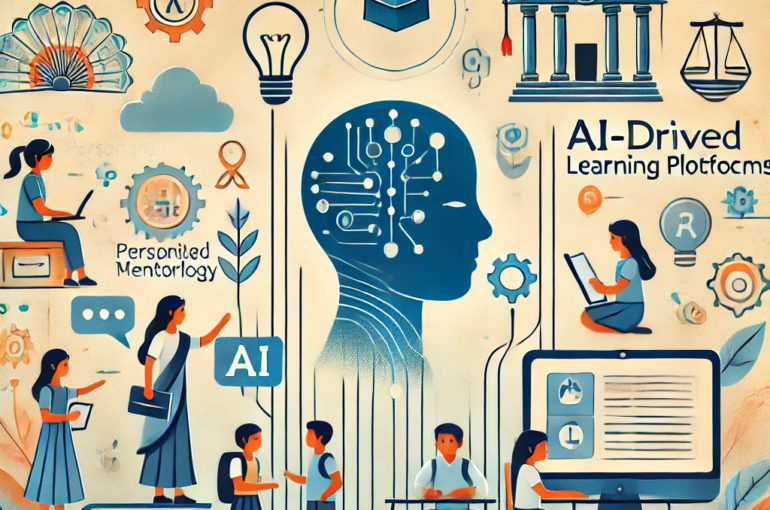 DALL·E 2024-06-21 10.35.26 - A subtle and modern illustration depicting the use of AI and technology to level the playing field in the Indian education system. Include elements su