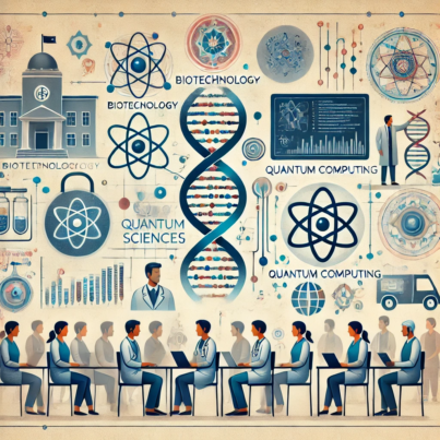 DALL·E 2024-06-21 11.31.28 - A subtle and modern illustration depicting the role of advanced sciences in healthcare, specifically biotechnology, quantum computing, and data-driven