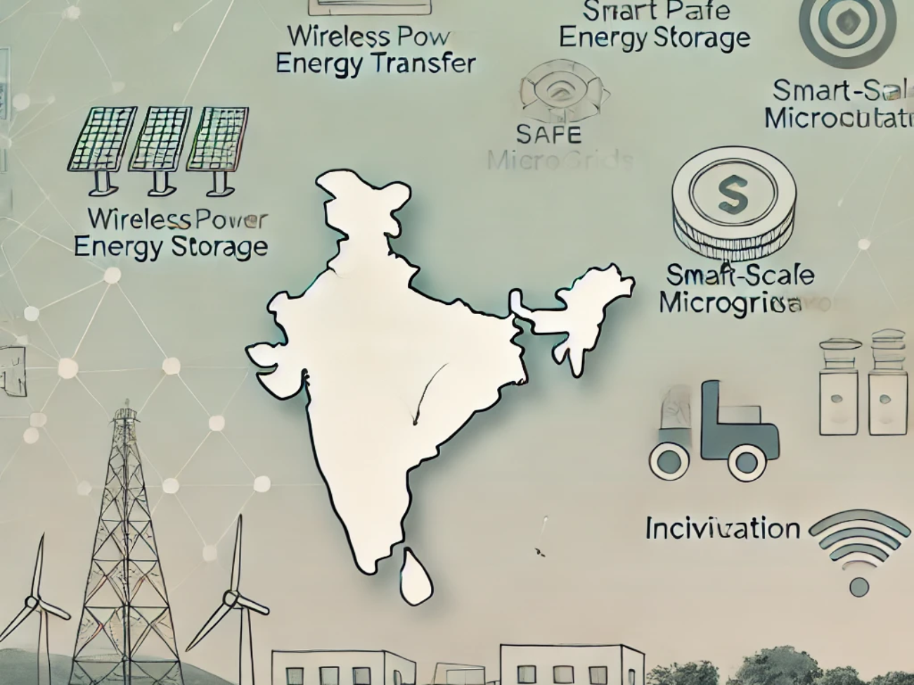 DALL·E 2024-06-21 11.45.17 - A subtle and modern illustration depicting the technological evolution in renewable energy for India. Include elements such as wireless power transfer