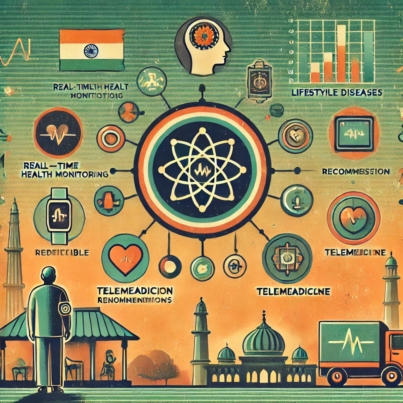 DALL·E 2024-06-21 12.36.38 - A muted colors 1980s style illustration showing the integration of AI and wearable technology in managing lifestyle diseases in India. Include element