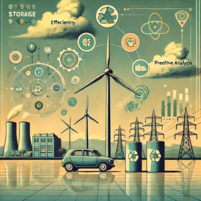 DALL·E 2024-06-21 14.16.03 - A muted colors 1980s style illustration depicting the optimization of wind energy with advanced storage technologies. Include elements such as wind tu