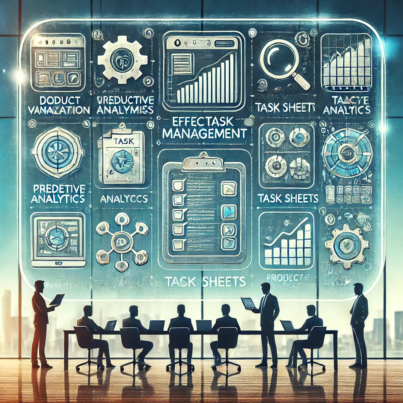 DALL·E 2024-06-21 17.28.03 - A smart square illustration depicting effective task management in a development team using data analysis. Include elements such as data visualization