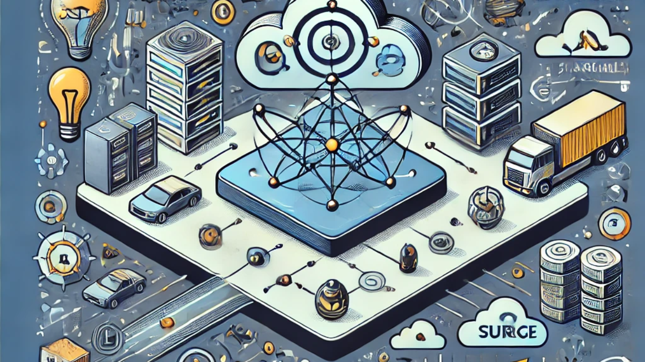 DALL·E 2024-06-21 18.35.57 - A smart square illustration showing predictive analytics for bandwidth surge management in e-commerce. Include elements such as real-time traffic moni