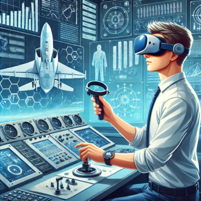 DALL·E 2024-06-25 12.50.34 - Illustration of an aerospace engineering student using virtual reality to simulate flight dynamics. The student, a young Caucasian male, is wearing a