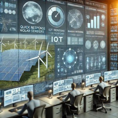 DALL·E 2024-06-26 10.01.35 - An advanced control center for renewable energy grid management. The scene includes operators monitoring real-time data from IoT sensors and advanced