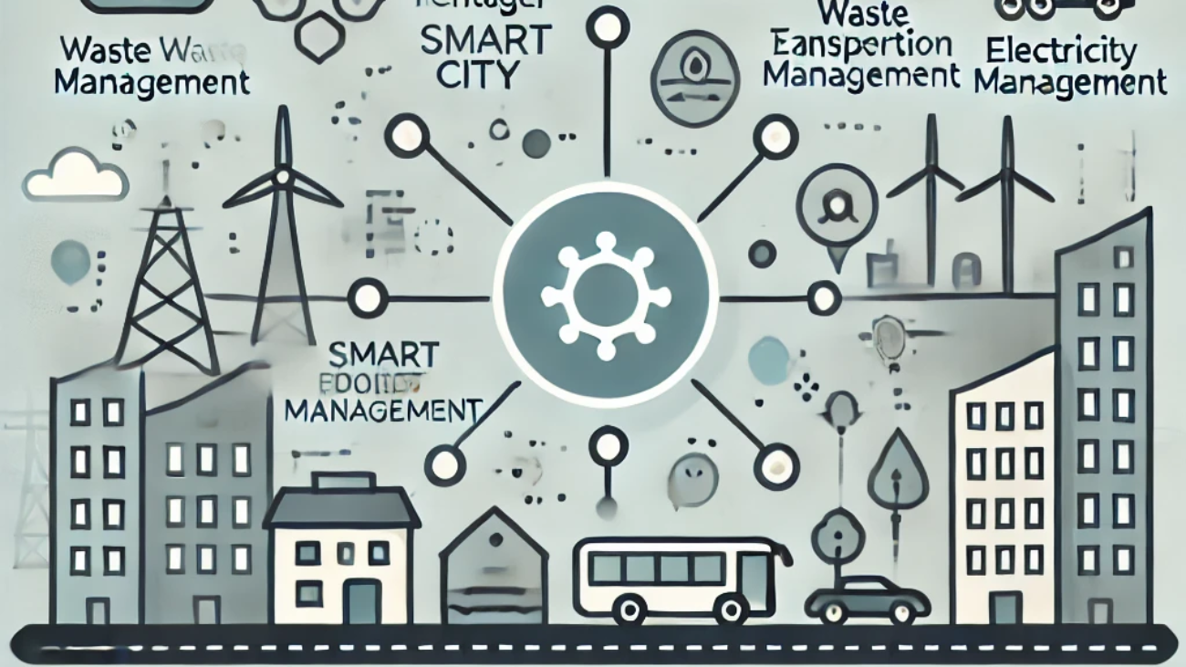 DALL·E 2024-06-26 17.53.33 - A minimal and modern style image representing smart city project management. The image should feature simple, clean lines and muted colors. On one sid