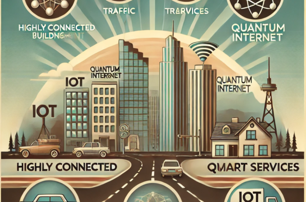 DALL·E 2024-06-26 18.08.19 - A 1970s themed image representing the economic benefits of quantum internet for IoT-based smart cities. The image should feature muted colors and real