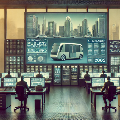 DALL·E 2024-06-29 09.12.24 - A modern control room from the 2000s with muted colors, managing an autonomous public transport system. Engineers, security professionals, and mainten