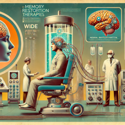 DALL·E 2024-07-03 15.33.28 - A 1970s-themed wide image depicting the concept of memory restoration therapies using advanced neurotechnology. The image features a retro-futuristic
