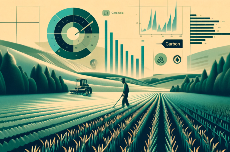 DALL·E 2024-07-06 11.55.22 - A 1980s style realistic abstract image depicting the concept of carbon farming. The scene shows a farmer implementing carbon farming practices such as