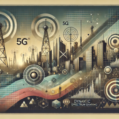 DALL·E 2024-07-06 17.00.01 - A wide, realistic abstract image with muted colors, inspired by the 1980s, representing the concept of spectrum allocation for 5G technology. The imag