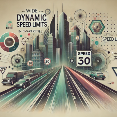 DALL·E 2024-07-06 18.08.20 - A wide, realistic abstract image with muted colors, inspired by the 1980s, representing the concept of dynamic speed limits in smart cities. The image