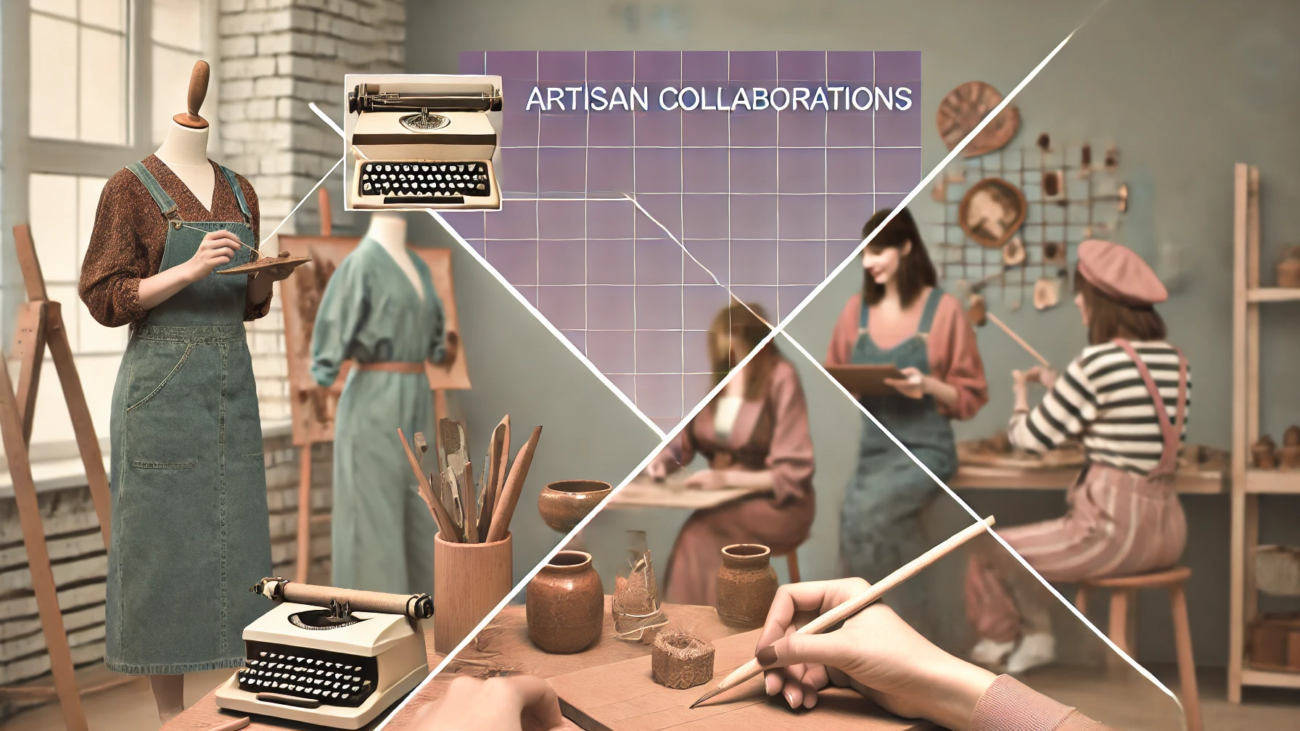 DALL·E 2024-07-06 18.47.30 - Create a wide 1980s themed image with muted colors and a realistic vibe, depicting the concept of artisan collaborations. The scene should show artisa