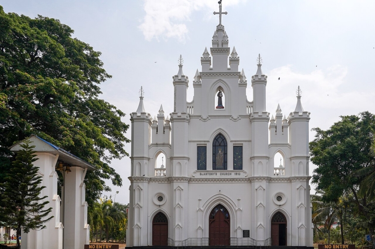 St. Anthony's Church, front view,  Vaddy, Kollam, Kerala, India